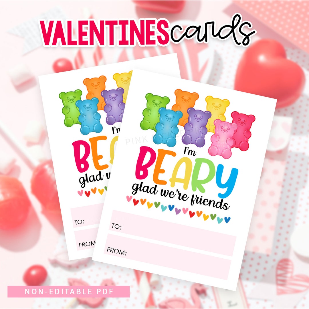 Gummy Bear Valentine's Day Cards for Kids. Gummy Beary Sweet Classroom ...