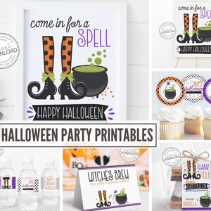Stampabili modificabili per feste di Halloween, Stampabili di streghe, Decorazioni per feste stampabili, Decorazioni di Halloween, Festa di Halloween delle streghe, 623