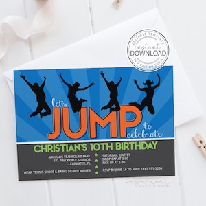 Trampoline Invitation, Trampoline Party Invitation, Trampoline Birthday Invitations, Trampoline Party, Trampoline Invite,Jump Invitation 271