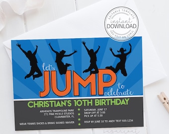 Trampoline Invitation, Trampoline Party Invitation, Trampoline Birthday Invitations, Trampoline Party, Trampoline Invite,Jump Invitation 271