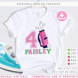Golf Shirt, T Shirt Iron On Transfer, Golf Birthday Shirt Design, Golf Iron On, Printable Iron On, Iron On Transfer, Editable | 475
