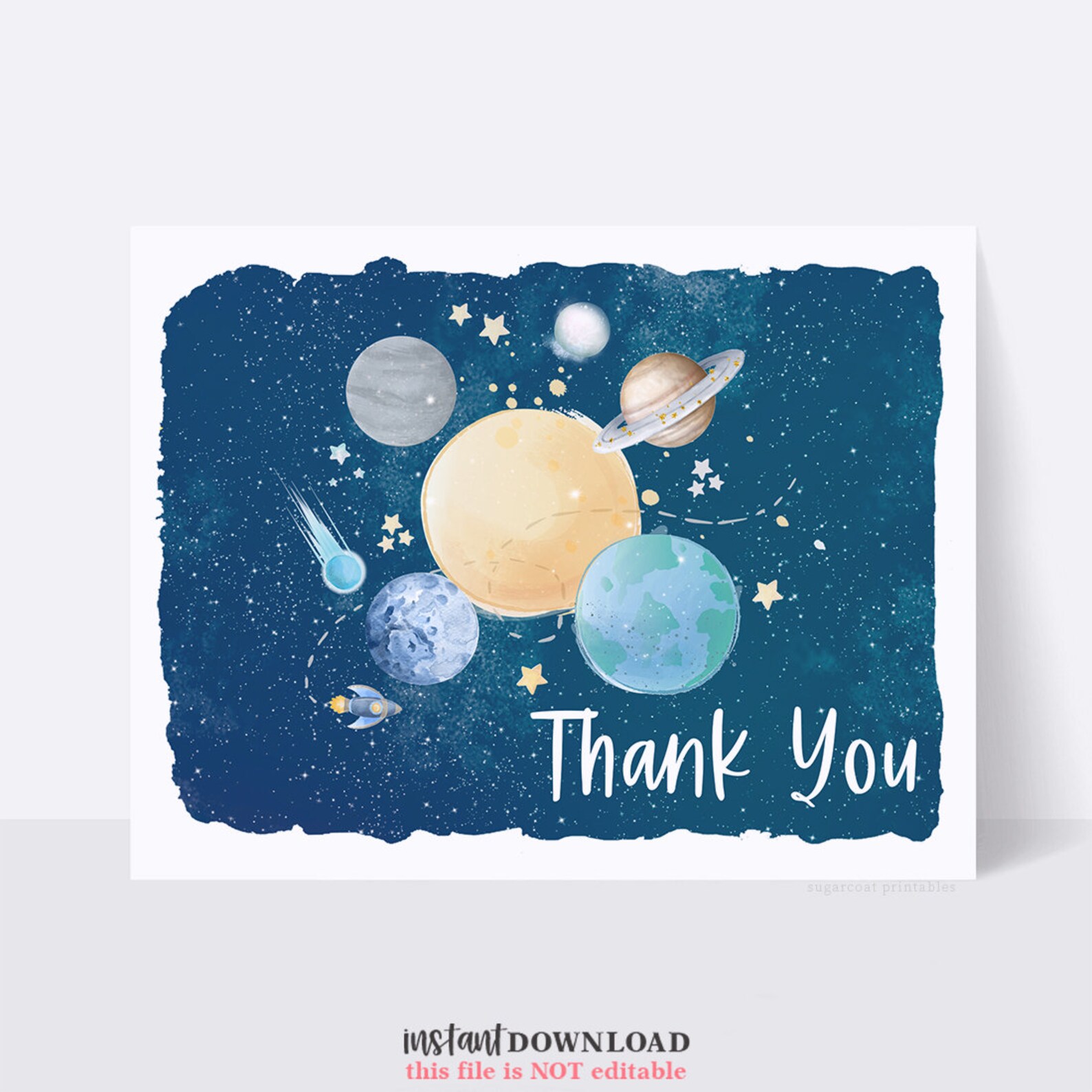 Printable Outer Space Thank You Note Card Printable First Etsy