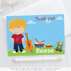 Music Thank You Cards, Personalized Stationery for Kids, Note Cards for Kids, Personalized Stationery, Personalized Stationary 314