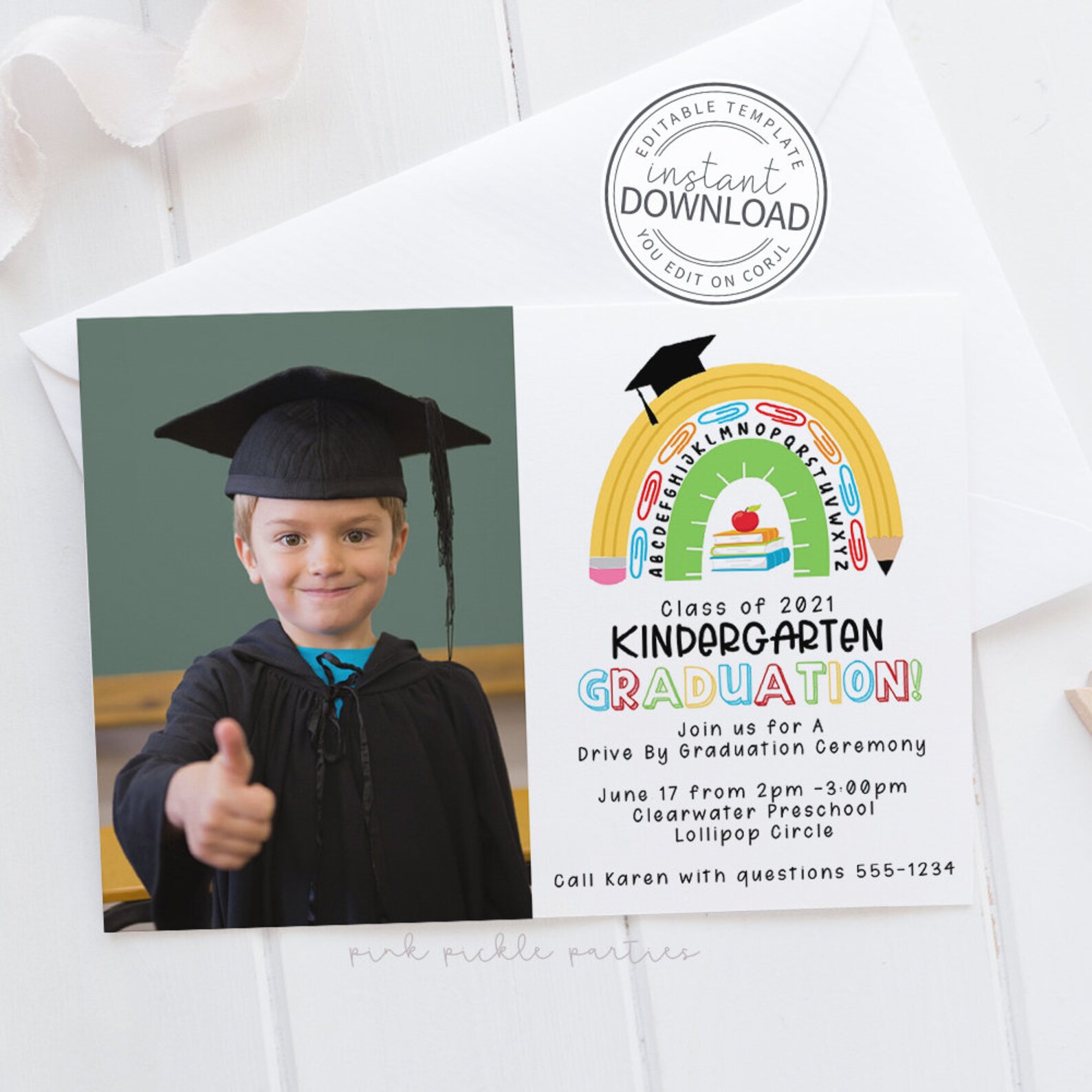 Preschool Graduation Invitation School Rainbow Invitation - Etsy