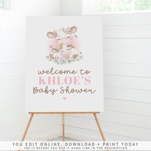 Cow Baby Shower Welcome Sign, Cow Party Sign, Cow Baby Shower Decorations, Cow Welcome Sign, Cow Welcome Poster, Cow Baby Shower Sign 813