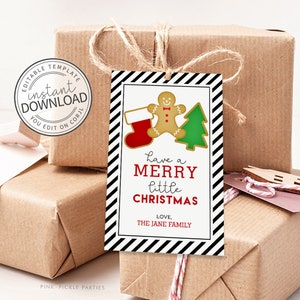 Editable Christmas Gift Tags, Christmas Cookie, Reindeer, Printable Christmas Tags, Christmas Gift Tags, Digital Christmas Gift Tags | 310