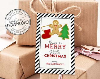 Editable Christmas Gift Tags, Christmas Cookie, Reindeer, Printable Christmas Tags, Christmas Gift Tags, Digital Christmas Gift Tags | 310