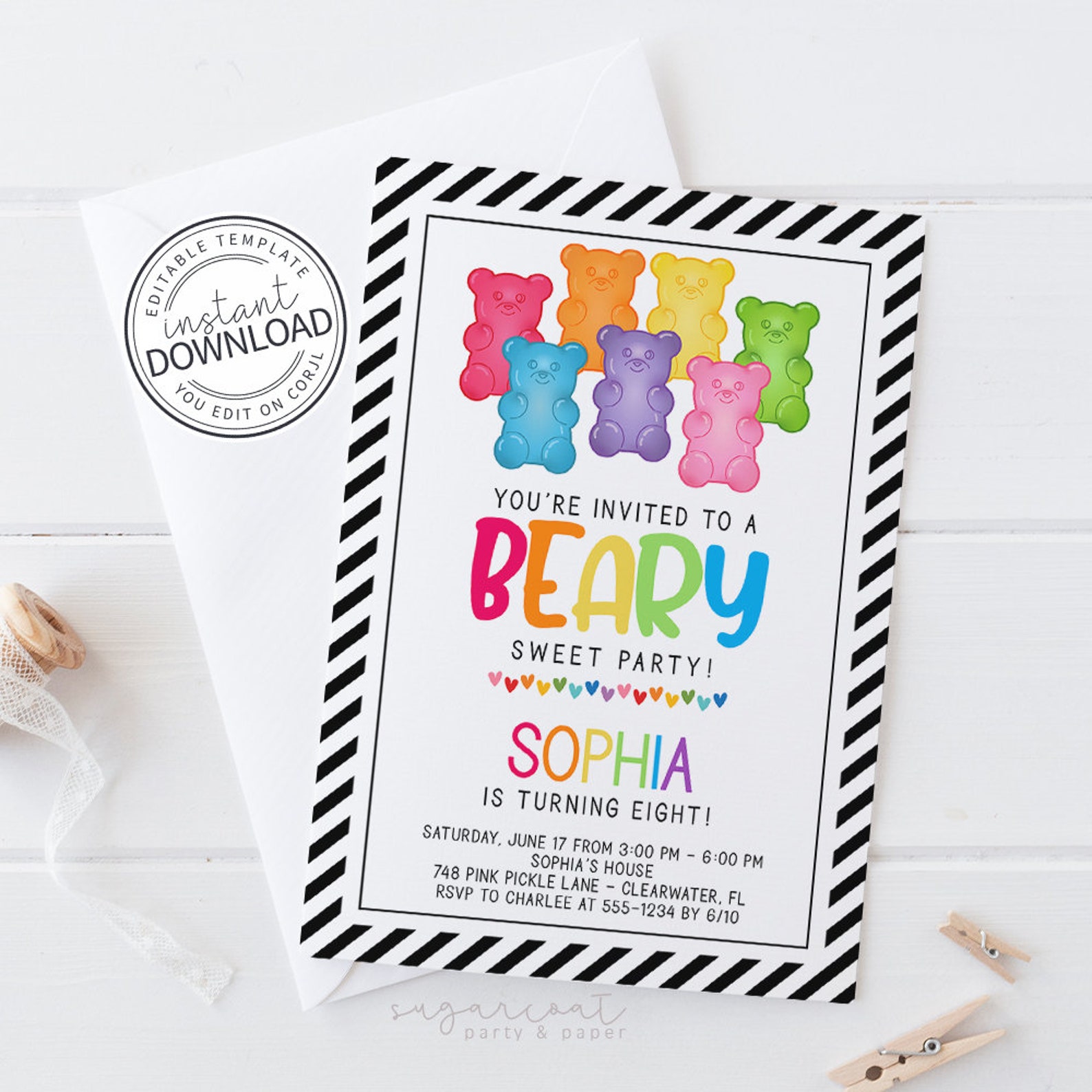 Gummy Bear Invitation Candy Birthday Invitation Candy Shop - Etsy