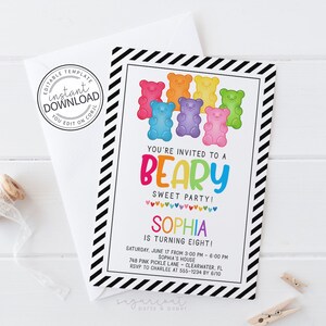 Gummy Bear Invitation PIY file ~ Gummy Bears Printable ~ Gummy Bear Birthday Invite Digital File