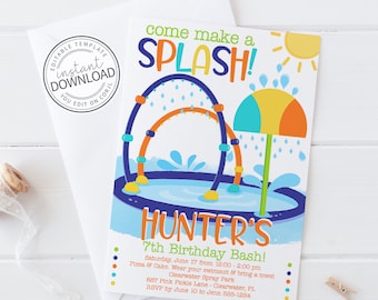 Splash Pad Birthday Invitation, Splash Pad Party, Splash Pad Invitation,Splash Pad Invite,Splash Park,Splash Party,Spray Park,Water Park 687