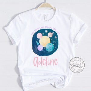 Printable Outer Space Birthday Shirt Design, Space Birthday Party Printable Shirt Design, First Trip around the Sun Printable Iron On 796