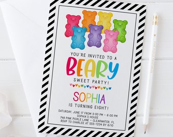 Gummy Bear Invitation, Candy Birthday Invitation, Candy Shop Birthday Invitation, Edit Yourself Invitation Download | 748