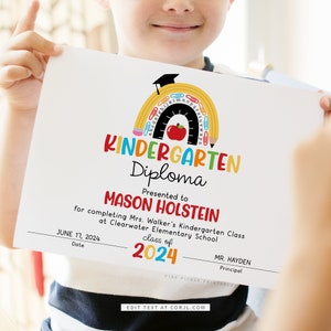 Kindergarten-Diplom, Kindergarten-Diplom bedruckbar, Vorschul-Diplom bearbeitbar, PreK-Diplom, Abschlusszertifikat Kinder 794.2