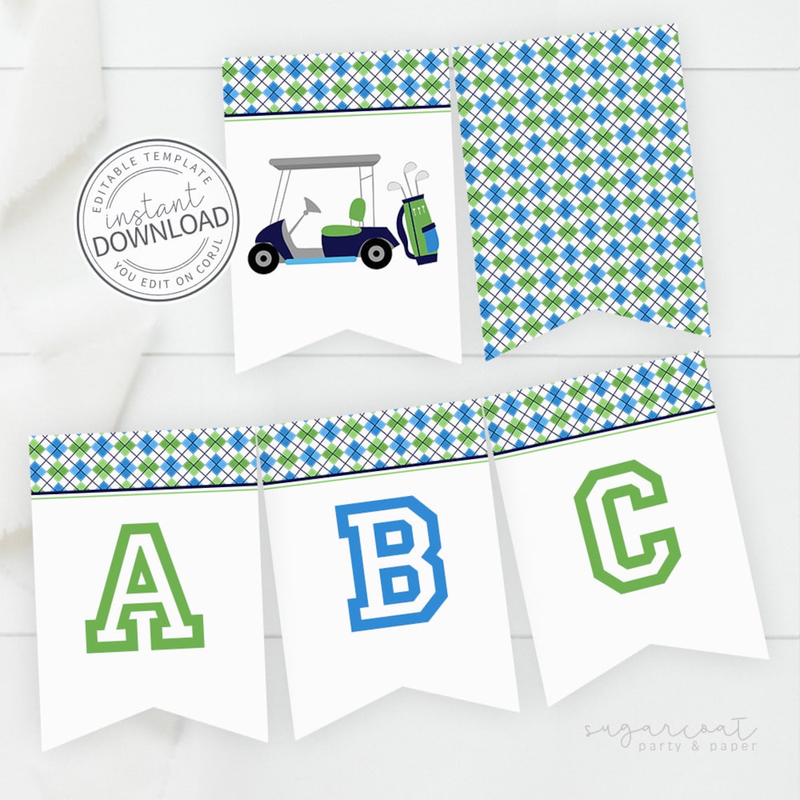 Golf Birthday Banner Printable Golf Banner Happy Birthday - Etsy