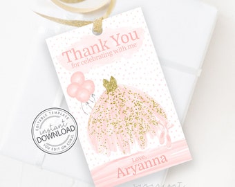 Ballerina Favor Tag, Ballerina Thank You Tag, Candy Tag, Ballet Party Sticker, Thank You Tag, Dance Party, Ballerina Party Tags | 674