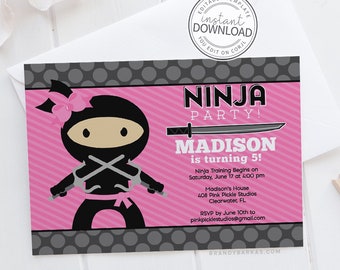 Ninja Invitation, Ninja Birthday, Ninja Birthday Party, Ninja Baby, Ninja Party, Ninja Birthday Invitations, Ninja Party Invitations | 408