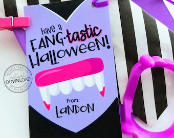 Halloween Gift Tags, Halloween Party, Fangtastic Halloween Tags, Halloween Favor Tags, Vampire Teeth, Halloween Kids, Halloween Printable