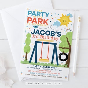 Playground Birthday Invitation, Park Invitation, Park Party Invitation, Park Birthday Invitation, Playground Invitation, Park Invite | 257