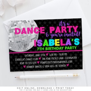 Dance Invitation, Dance Party, Dance Birthday, Dance Invitations, Dance Party Invites, Dance Invites, Dance Birthday Party | 506