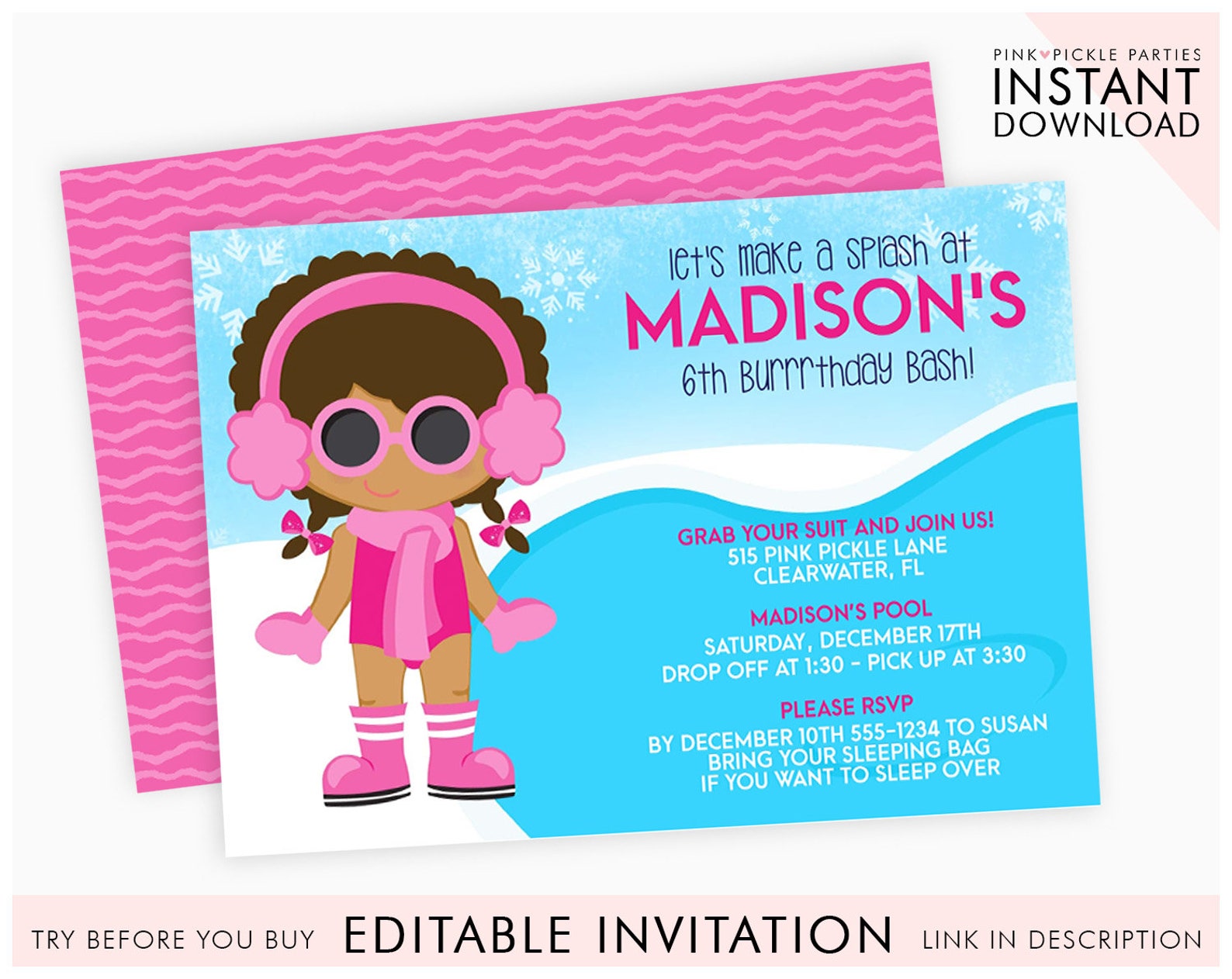 winter-pool-invitation-winter-pool-party-winter-pool-party-etsy