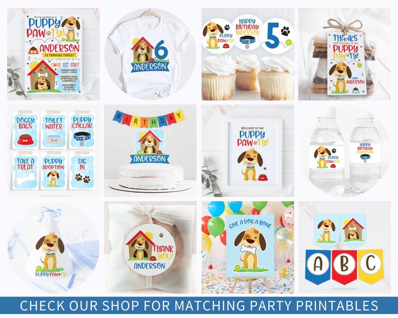 Editable Puppy Party Cupcake Toppers Puppy Pawty Birthday - Etsy