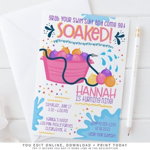 Water Balloon Invitation, Water Balloon Invite, Water Balloon Party, Water Party, Water Fight, Water Fight Invitation, Water Fight Party 680