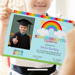 Vorschuldiplom bearbeitbar, Kindergartendiplom mit Foto, bestandener Kindergartenabschluss, PreK-Diplom, Abschlusszertifikat 413