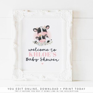 Cow Baby Shower Welcome Sign, Cow Party Sign, Cow Baby Shower Decorations, Cow Welcome Sign, Cow Welcome Poster, Cow Baby Shower Sign 814