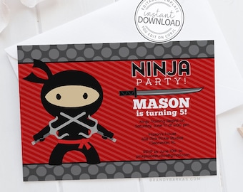 Ninja Invitation, Ninja Birthday, Ninja Birthday Party, Ninja Baby, Ninja Party, Ninja Birthday Invitations, Ninja Party Invitations | 408