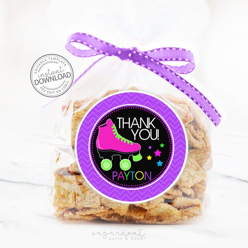 Roller Skate Party Favor Tags Printable Favor Tags Printable - Etsy