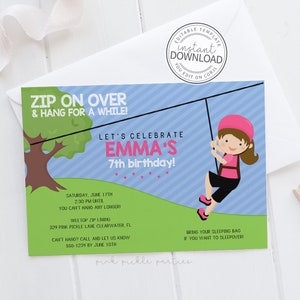 Zip Line Invitation, Zip Line Party, Zipline Birthday Invitations, Zip Line Invite, Zipline Invitation, Zipline Invite, Zipline | 329