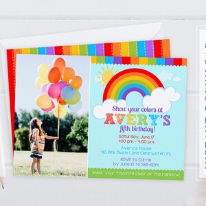 Rainbow Invitation, Rainbow Party, Rainbow Birthday Invitation, Rainbow Birthday, Rainbow Birthday Party, Rainbow Invites, Rainbow Baby |413