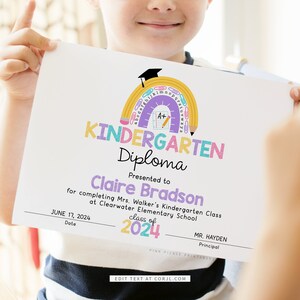 Kindergarten-Diplom, Kindergarten-Diplom bedruckbar, Vorschul-Diplom bearbeitbar, PreK-Diplom, Abschlusszertifikat Kinder 794.1
