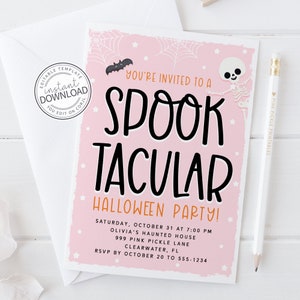 Spooktacular Halloween Invitation, Pastel Halloween Birthday Invitation, Kid Halloween Party Invitation, Halloween Invitation Download 799