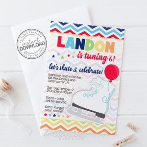 Ice Skating Birthday Invitation, Ice Skating Party, Ice Skating Invitation, Ice Skating Invite, Ice Skating Party Invitations, Skate | 618