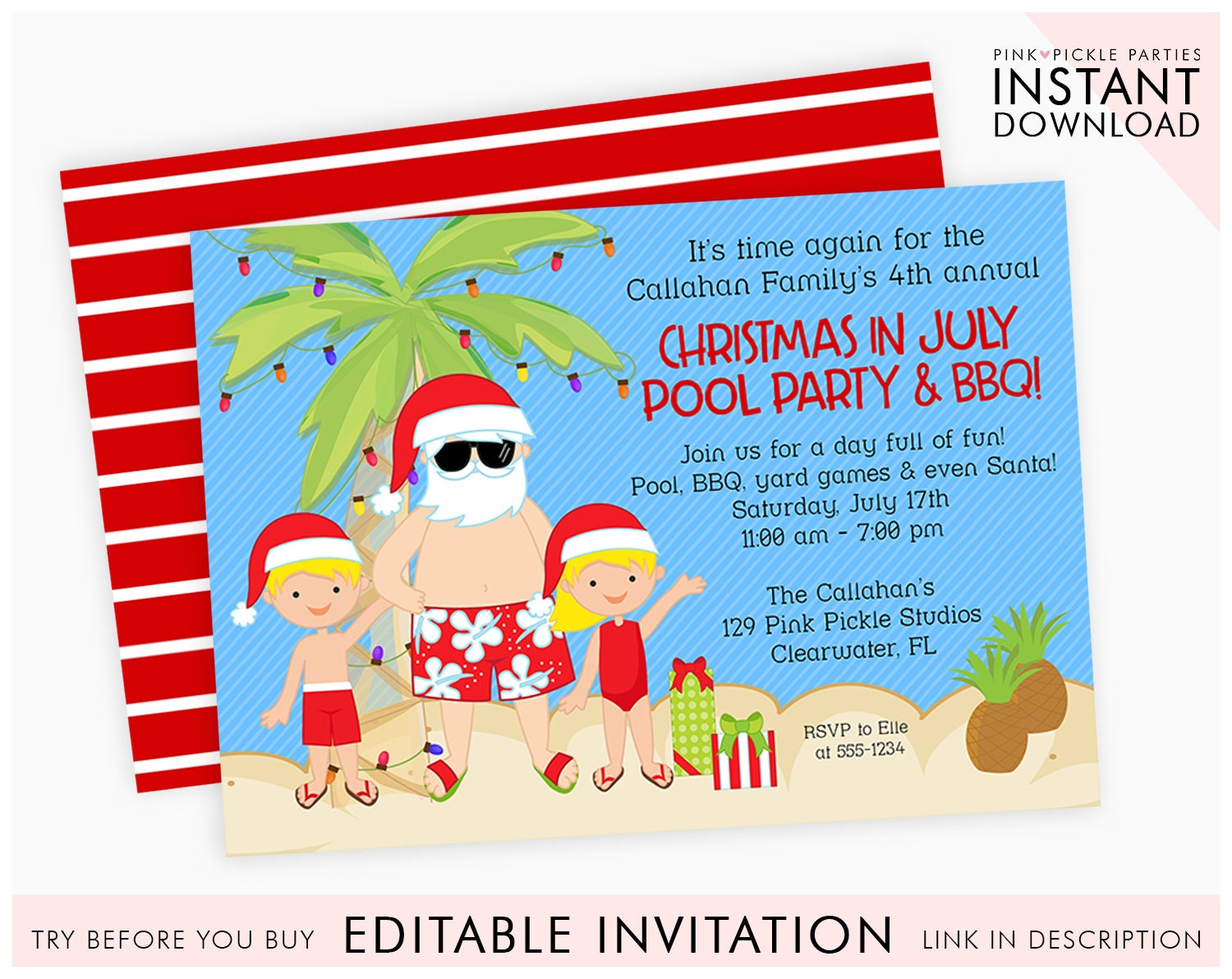 Christmas in July Invitation Christmas in July Summer Etsy