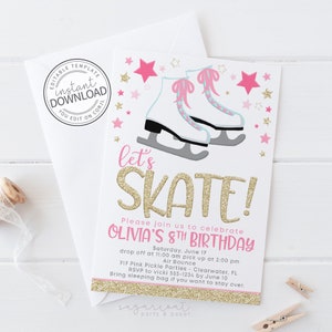 Ice Skating Invitation, Ice Skating Birthday Invitation, Ice Skate Invitation, Ice Skate Birthday Invitation, Instant Download 723 image 1