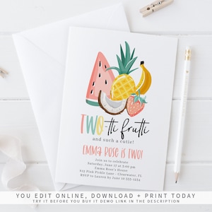 TWOtti Frutti 2nd Birthday Invitation, Twotti Frutti Birthday Invitation, Twotti Fruity Invitation, TWOtti Frutti Invite, Tutti Frutti 812