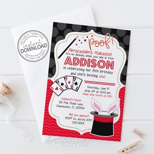 Magic Invitations, Magic Birthday Invitation, Magician Party Invitations, Magic Show Invitation, Magic Birthday Party, Magician | 93