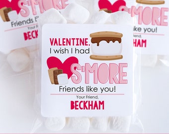 Printable S'Mores Valentines Day Tag, Smore Friends Valentine Exchange, Candy Free Classroom Valentines for School Editable Digital Download