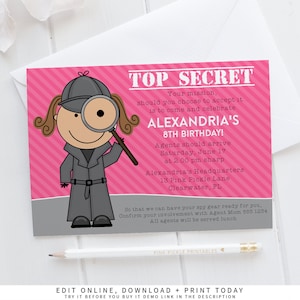 Spy Invitation, Spy Party, Spy Party Invitation , Spy Invites, Detective Invitation, Secret Agent Party, Spy Birthday, Detective Party | 13