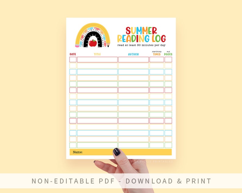 Printable School Rainbow Reading Log Kids Reading Log Book - Etsy