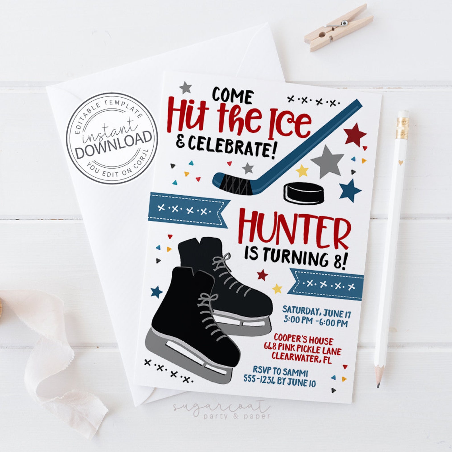 Hockey Invitation Hockey Birthday Invitations Hockey Etsy