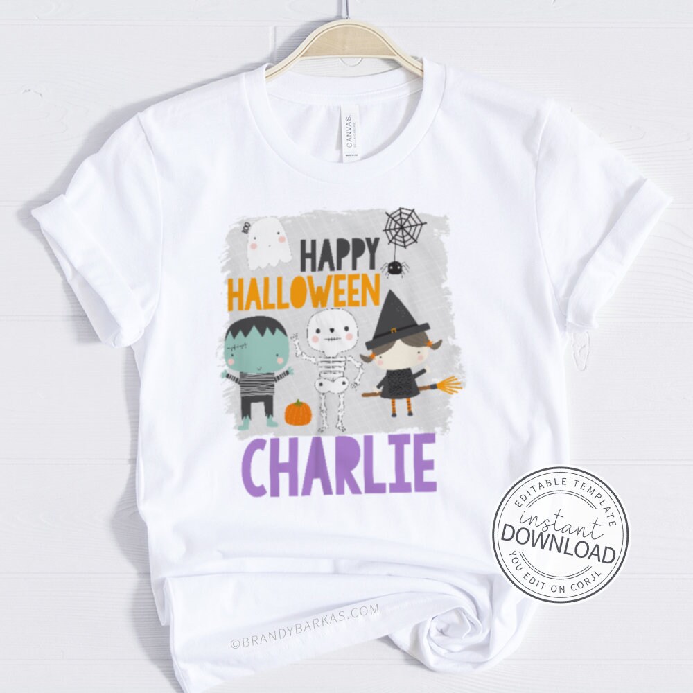 Printable Halloween Shirt Iron on Halloween T Shirt Transfer Design Halloween Printable Instant Download Editable Template 770 Etsy