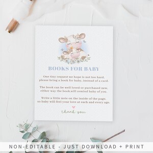 Koe baby shower boeken voor babykaart afdrukbaar, heilige koe baby shower decoraties, afdrukbare baby shower boek verzoekkaart 813