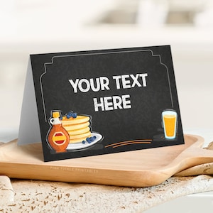Pancakes and Pajamas Food Label Download, Pancakes and Pajamas Birthday, Breakfast Birthday Party Editable Food Tent Card Printable 744