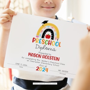 Vorschuldiplom editierbar, Kindergartendiplom, Kindergartenabsolvent zum Ausdrucken, PreK-Diplom, Abschlusszertifikat für Kinder 794.2