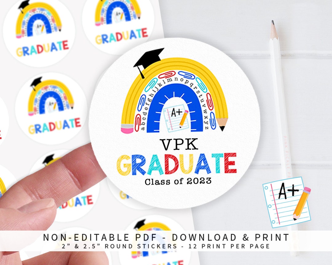 Printable VPK Graduation Sticker Graduation Favor Tags VPK Etsy