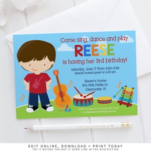 Music Invitation, Music Theme Birthday Invitations, Music Party, Music Birthday Party, Music Theme Party, Music Invite | 314