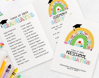 Graduation Program for Kindergarten, Preschool Graduation Program Template, Kindergarten Graduation Printable, Commencement Ceremony | 794.3